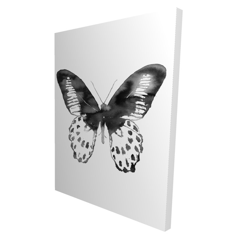 Papillon noir - art minimaliste sur toile blanche