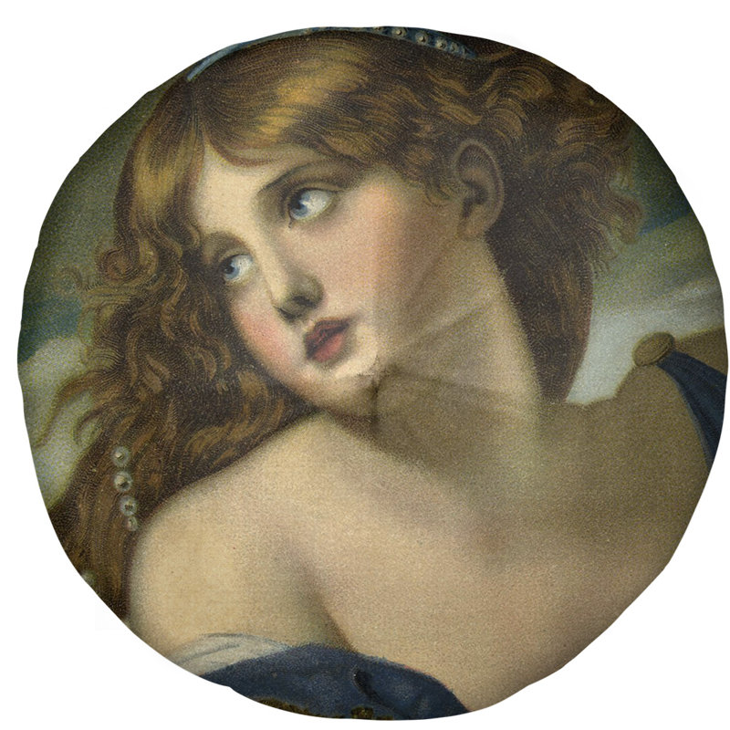 Oreiller de plancher psyche greuze jean-baptiste, 27,5 po x 55,5 po, Bleu