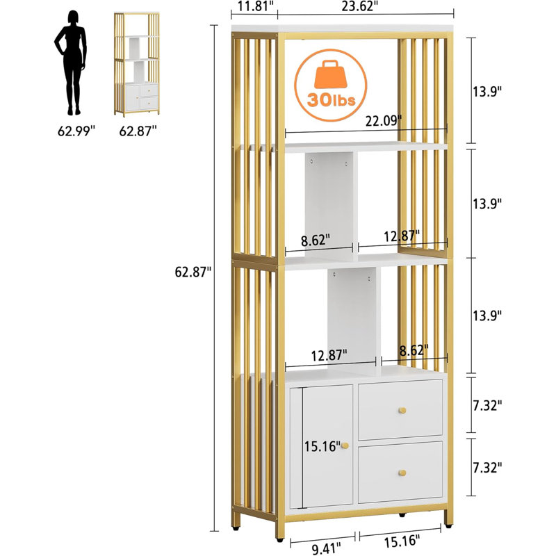 159.7cm H x 60cm W Metal Bookcase