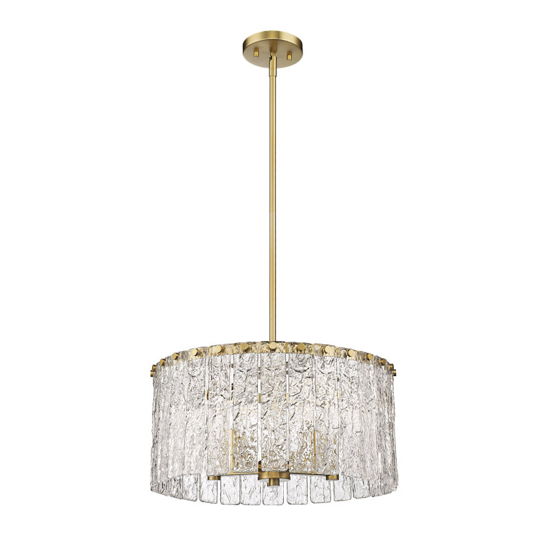 Luminaire suspendu tambour 5 lumières, Or
