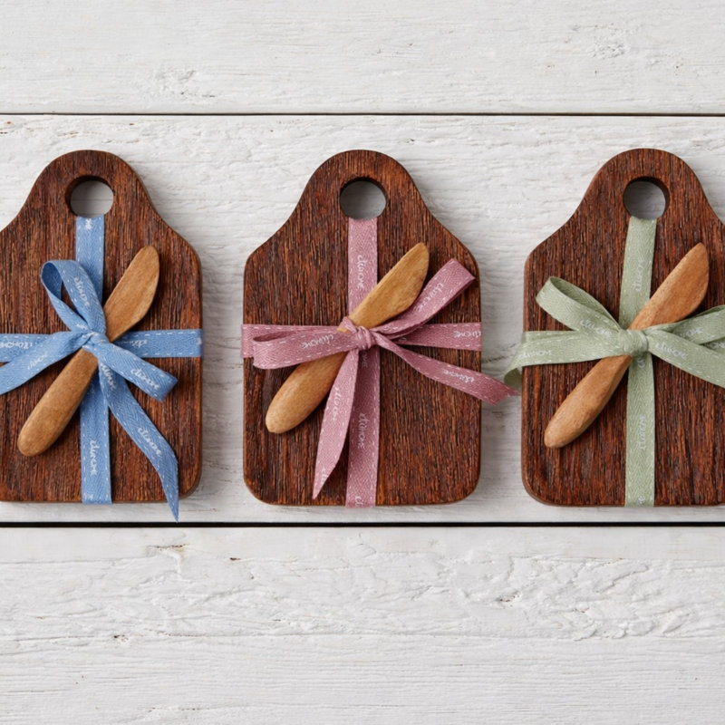 Mini Appetizer Board - Natural - White Ribbon, Blush