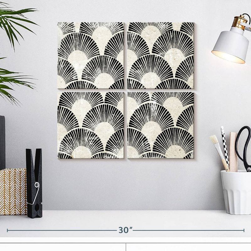 Blanc art déco I, H 18 po x l 18 po