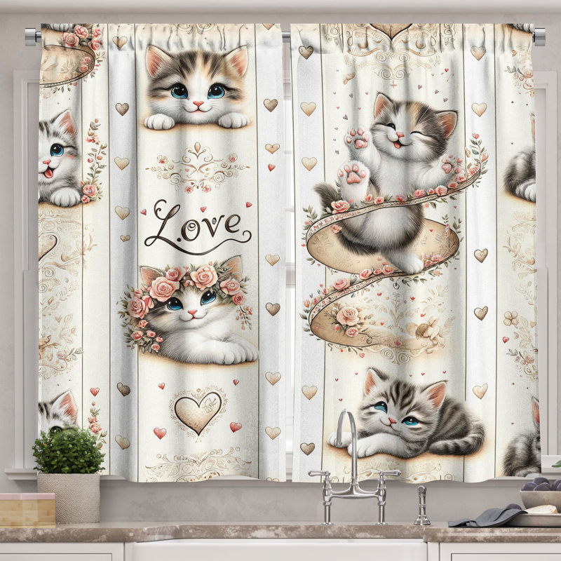 Floral Kitchen Curtain, 55" W x 36" L