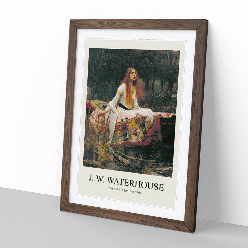 The Lady of Shalott by John William Waterhouse - Picture Frame Painting on MDF, 48cm H x 36cm W x 2cm D, Walnut Framed