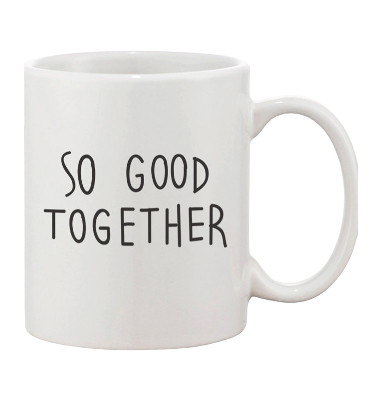 White Ceramic Valentine's Day Couple Mug Set