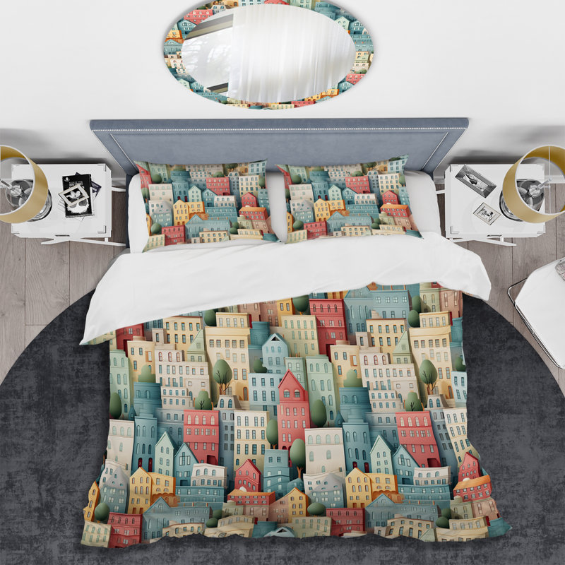 Literie urbaine aux couleurs pastel douces, Housse de couette simple + 1 taie décorative stan