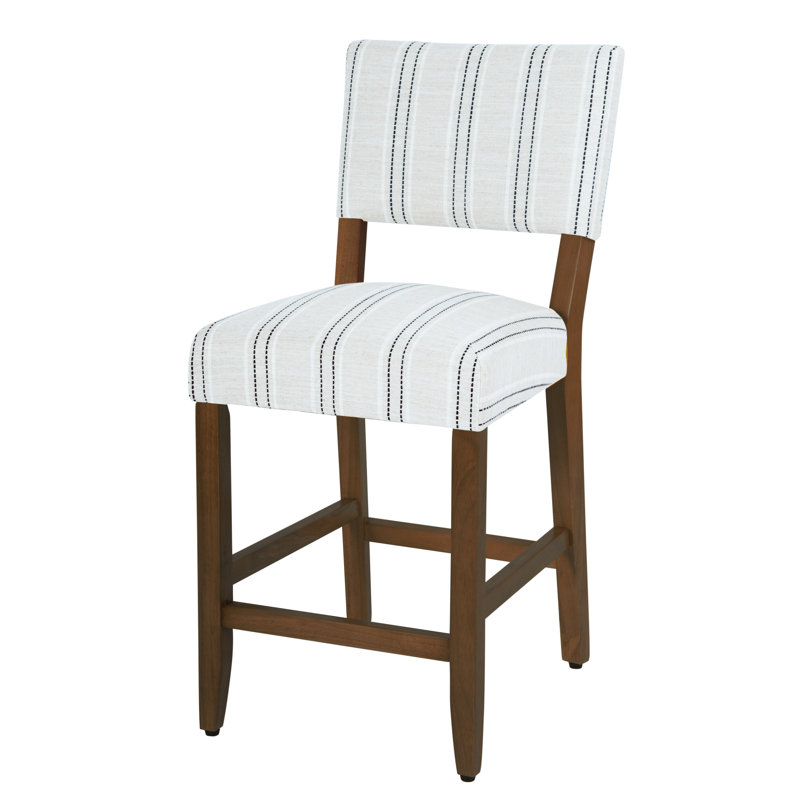 Open Back 24 Inches Counter Stool, Black and White Stripe