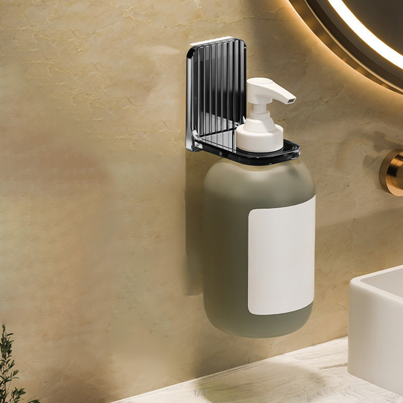 Rack Transparent Non Perforated Shower Gel Rack Wall Mounted Bathroom Shampoo And Bathroom Non Marking Sticker Shelf, Grey