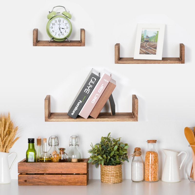 Aryk 3 Piece Solid Wood Floating Shelf