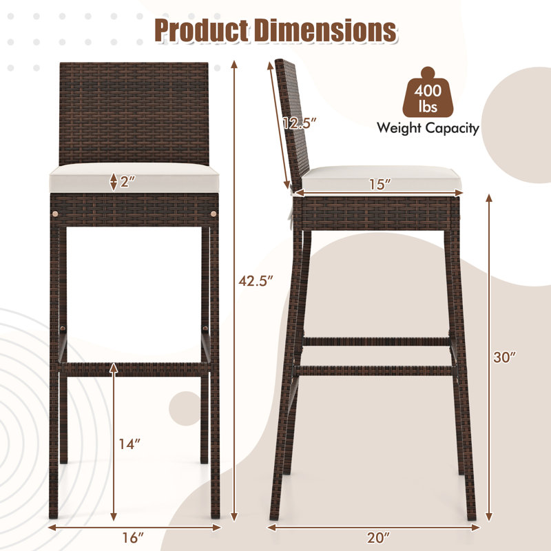 Bocephus Outdoor 30'' Bar Stool with Cushion
