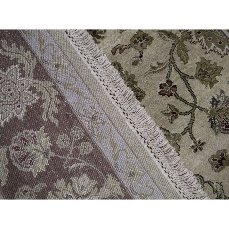 Shamas Oriental Area Rug in Cream/Purple/Green/Ivory