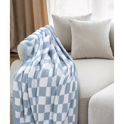 Checker Feather Knit Throw 50"X60"