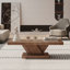 Table basse moderne de 47 po à pieds croisés, conception robuste en forme de X, placage en bois massif, grande table centrale de salon avec amplement d'espace de rangement, noyer-761313127