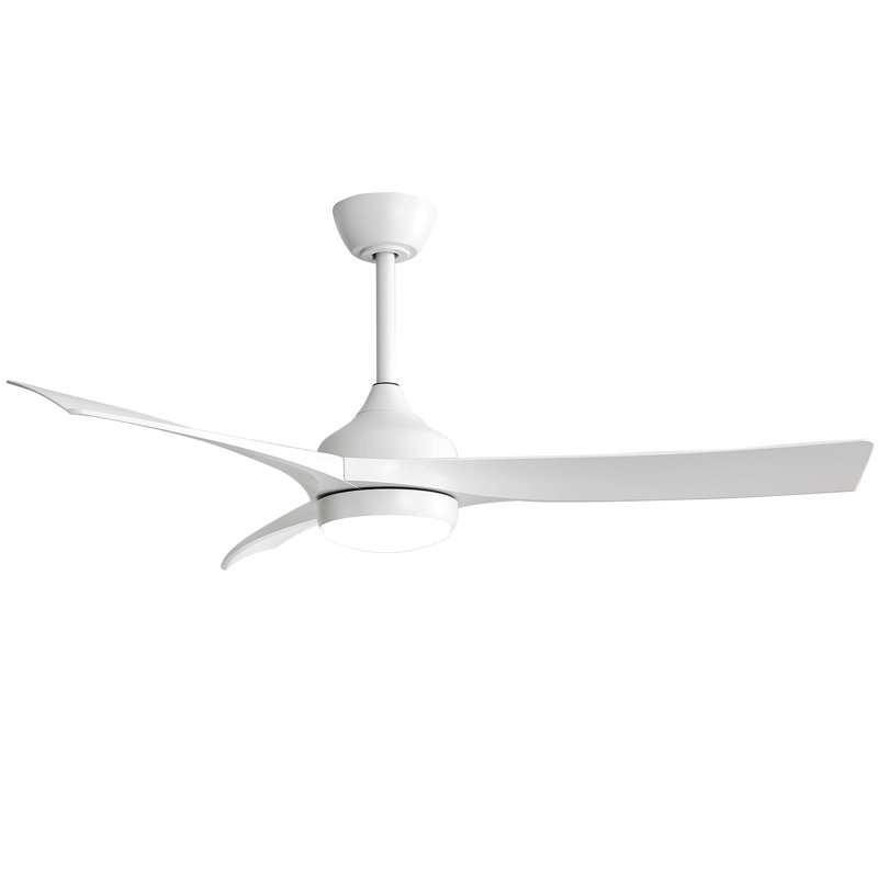 52 Inch Modern Ceiling Fan With 18W Led Light And Remote Control 3 Abs Blades Noiseless Reversible Dc Motor, White, White
