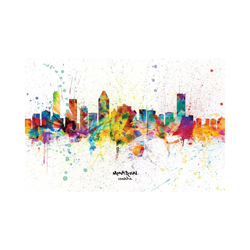 Montreal Canada Skyline Splash by Michael Tompsett - Wrapped Canvas Gallery-Wrapped Canvas Giclée, 30.48 cm H x 45.72 cm W