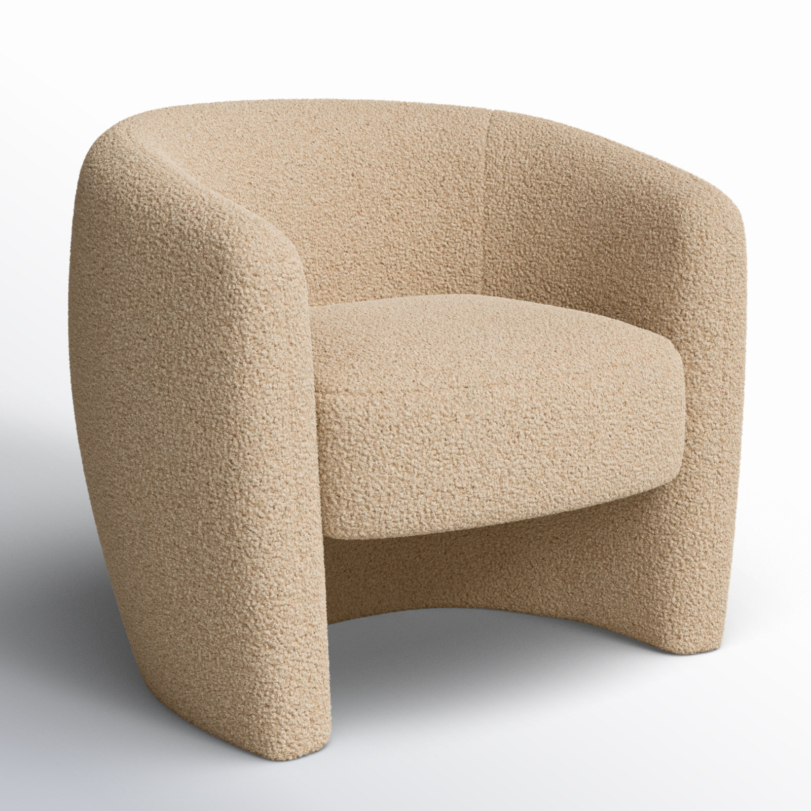 Solace Upholstered Barrel Chair, Light Brown Sherpa