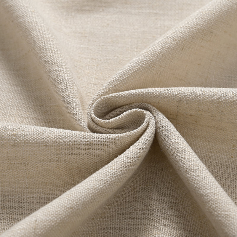 Linen Blend Semi Sheer Curtain Panel Pair, 168cm Width x 183cm Drop, Beige