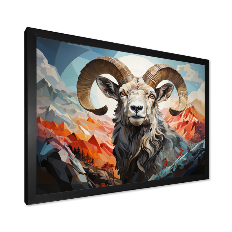Goat Mountain Guardian géométrique, Cadre photo noir, H 16 po x l 32 po x P 1 po