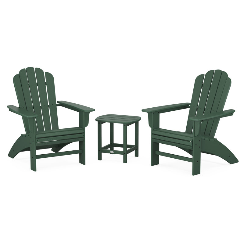 POLYWOOD Cottage Adirondack Chair Set, Green