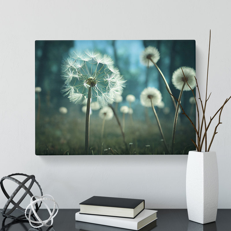 Alluring Dandelion Flowers - Wrapped Canvas Print, 50cm H x 76cm W x 3cm D