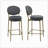 2PCS Velvet Round Bar Stools With Gold Metal Legs-243697926