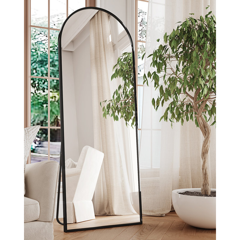 Miroir surdimensionné arqué en métal surdimensionné, 64 po x 21 po, Noir