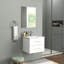 Ensemble de meuble-lavabo mural 24 po avec lavabo et miroir, deux tiroirs, lavabo en céramique, structure en aluminium, assemblage facile, métal à poignée longue, 2 tiroirs de rangement-125515321