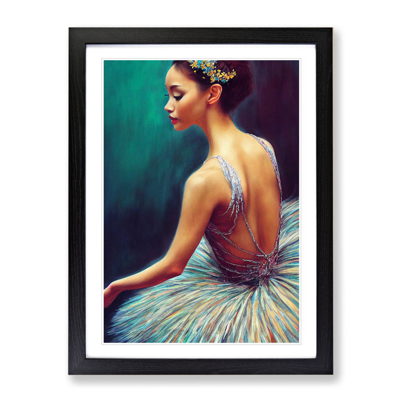 Beautiful Ballerina - Single Picture Frame Print, 64cm H x 46cm W x 2cm D, Black Framed