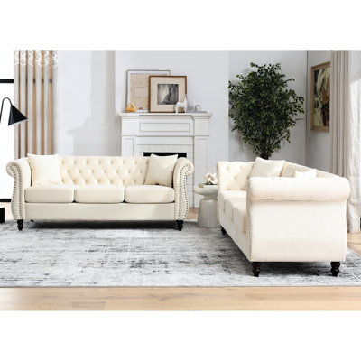 Velours beige 3 + 3 - Structure en tissu respirant et doux