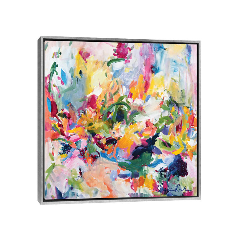 «In The Springtime» par Amira Rahim, impression abstraite, Toile encadrée, H 18 po x l 18 po x 1,5 po, Blanc