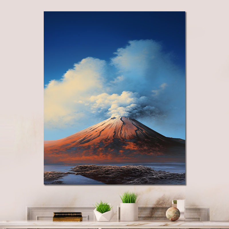 «Volcano Volcanic Reverie» sur métal, H 40 po x l 30 po x P 1,5 po