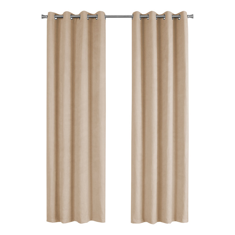 Curtain Panel, 2pcs Set, Grommet, Living Room, Bedroom, Kitchen, Beige, 95" x 54"