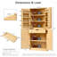 Grand garde-manger de style campagnard de 72 po - 8 tablettes à porte, conception courbée, 3 tablettes réglables, tiroir caché, naturel-1869622213