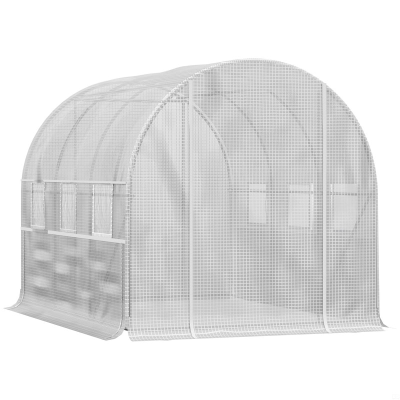 Walk-In Tunnel Greenhouse, Outdoor Green House With Anti-Tear PE Cover, Zipper Doors And Mesh Windows