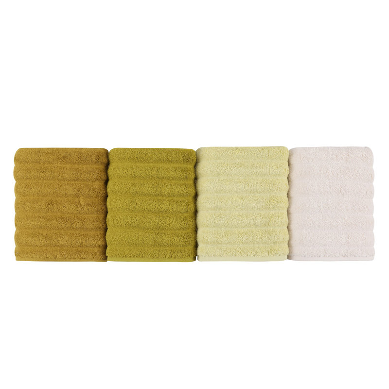 Ensemble de serviettes 4 pièces 100% coton, Brun / moutarde
