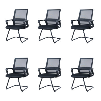 Ensemble de 6 chaises de salle d'attente en filet, chaise d'invité de bureau, ensemble de 6 chaises de salle d'attente avec accoudoirs