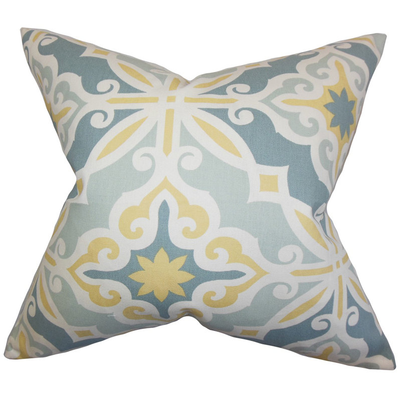 Housse de coussin en coton géométrique adriel, Bleu