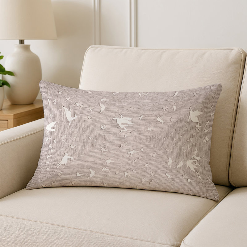Coussin décoratif intérieur et extérieur Modern, Gris abstrait 125, Rectangle H 14 po x l 20 po
