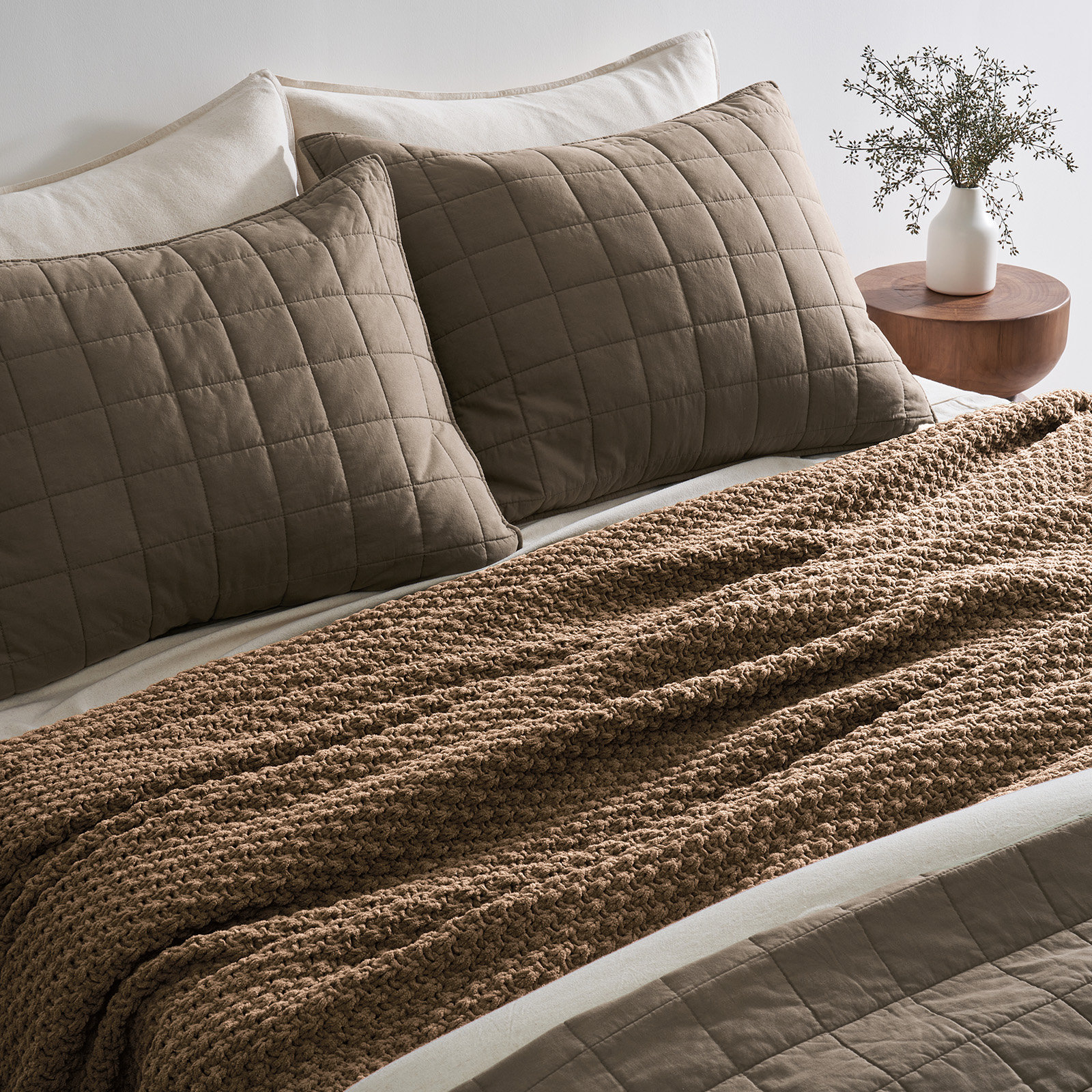 Chunky Chenille Knit Throw Blanket, 60" L x 50" W, Sand Dune