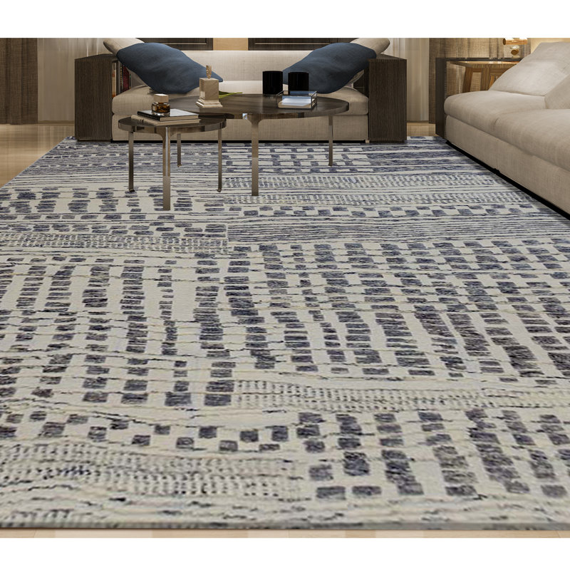 Moroccan Area Rug in Natural/Charcoal, Rectangle 6' x 9'