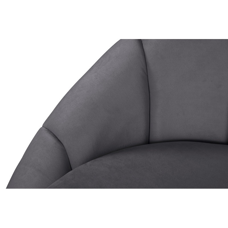 Shelly 34.25" Wide Tufted Velvet Barrel Chair, Grey Velvet