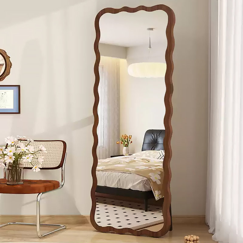 3-In-1 Versatile Scalloped Full-Length Mirror - Wall-Mounted, Leaning & Freestanding, 66.93” x 27.56”