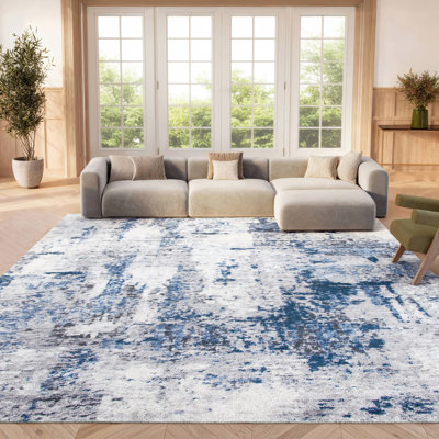 Tapis abstrait gris / bleu Minyard