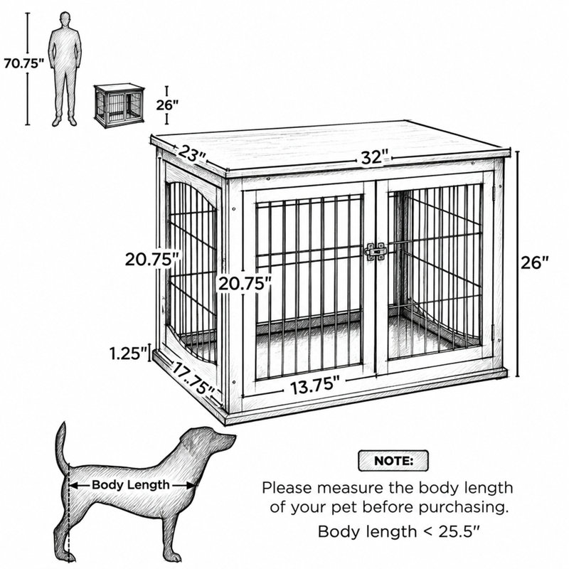 Cage pour chien avec entrée double et porte verrouillable