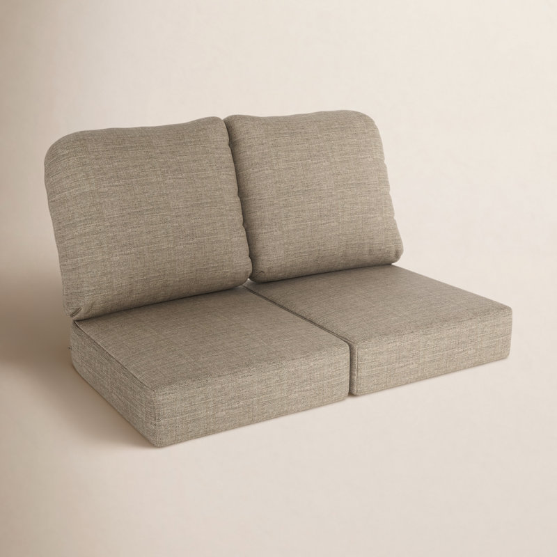 Amala Sunbrella® Indoor/Outdoor Loveseat Cushion, Cast Shale Sunbrella® Plainweave