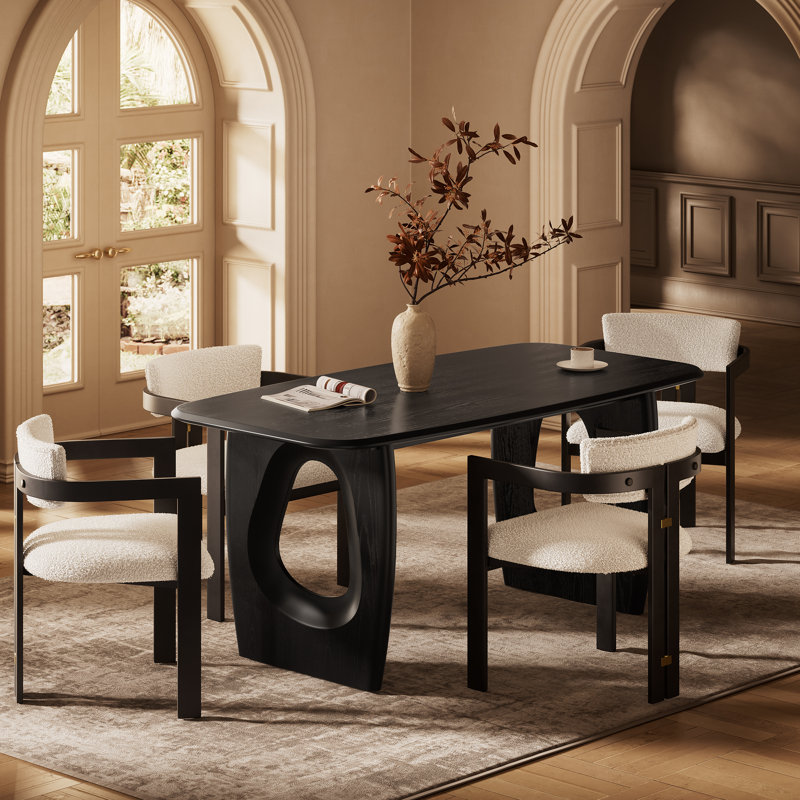 Ensemble de table de salle à manger moderne pour 4 personnes, table rectangulaire de 68 po et chaises Boucle