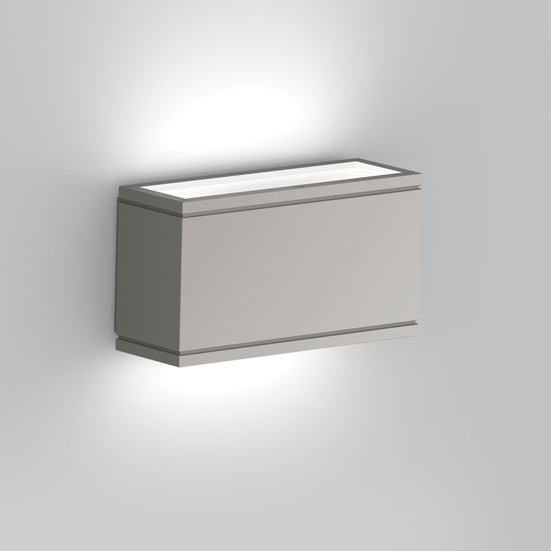 Plafonnier encastré d'extérieur martelé 2 lumières Rubix, Aluminium brossé