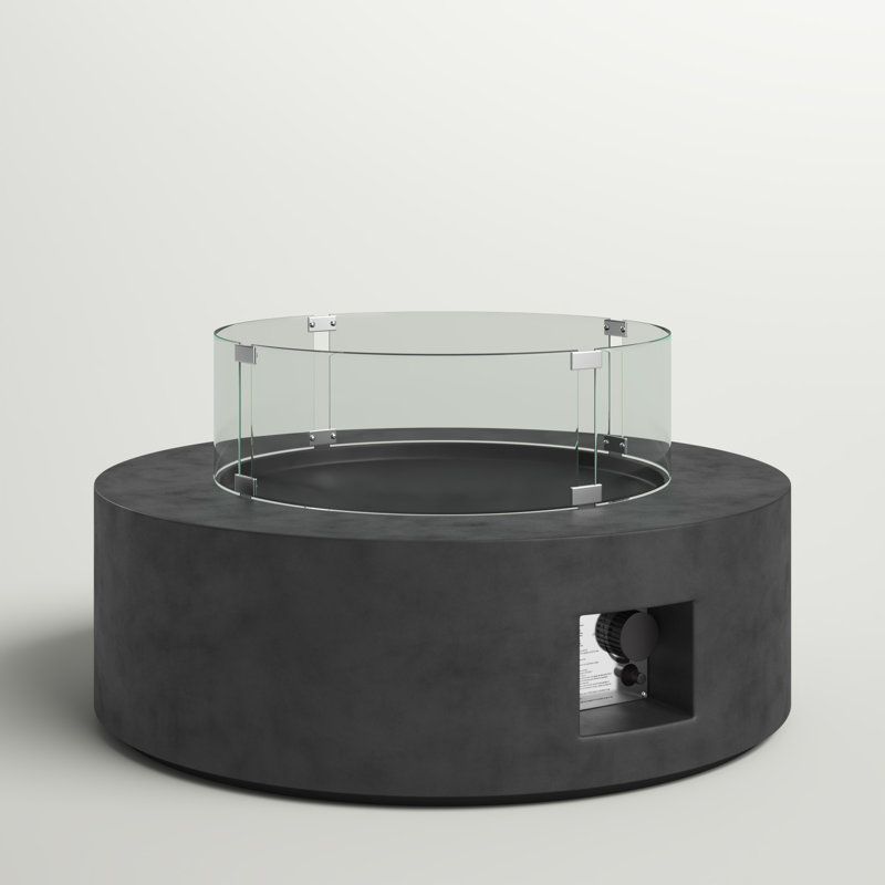 Abigale Round Propane Fire Pit Table, Charcoal
