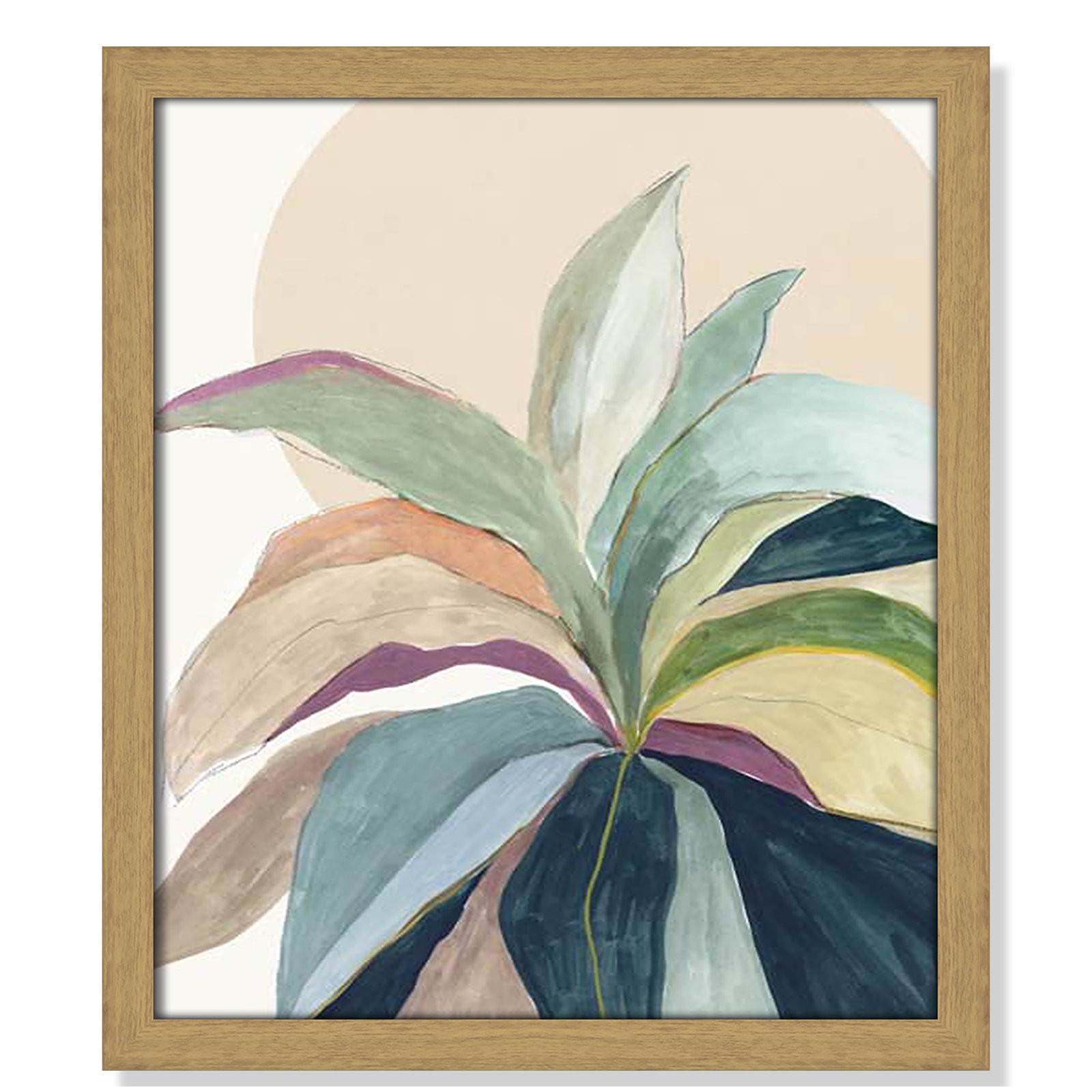 Sunny Bright Leaves II Print by Asia Jensen, 15" H x 13" W x 0.75" D, Natural Slim Unmatted Picture Framed