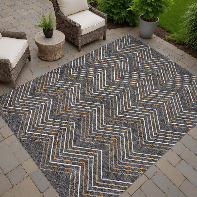 Machine Washable Indoor/Outdoor Chantille ACN2392 Stripes Rug, Rectangle 9' x 12'
